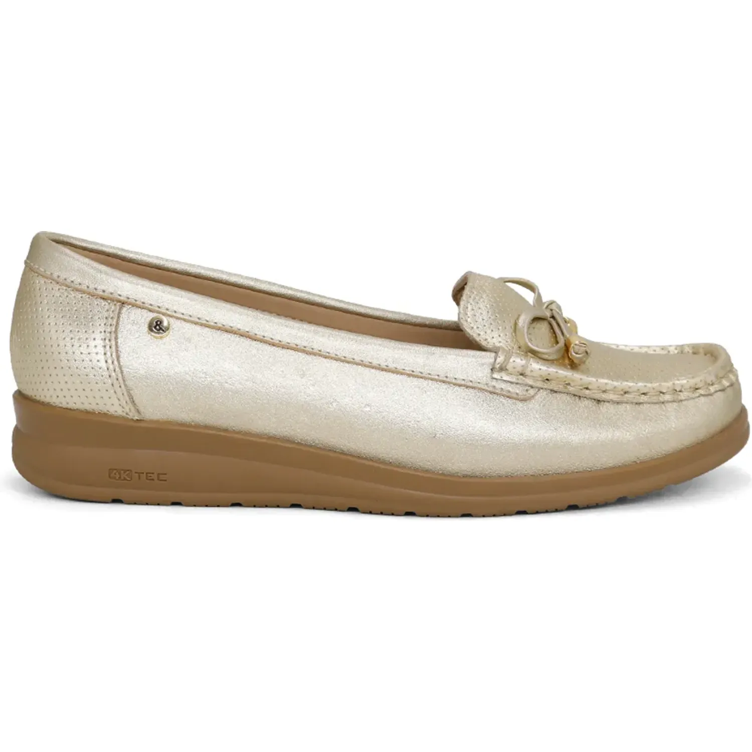 Mocasin Par&Ss Casual De Cuero Mujer 2620-Ka26q1 color dorado | Platanitos