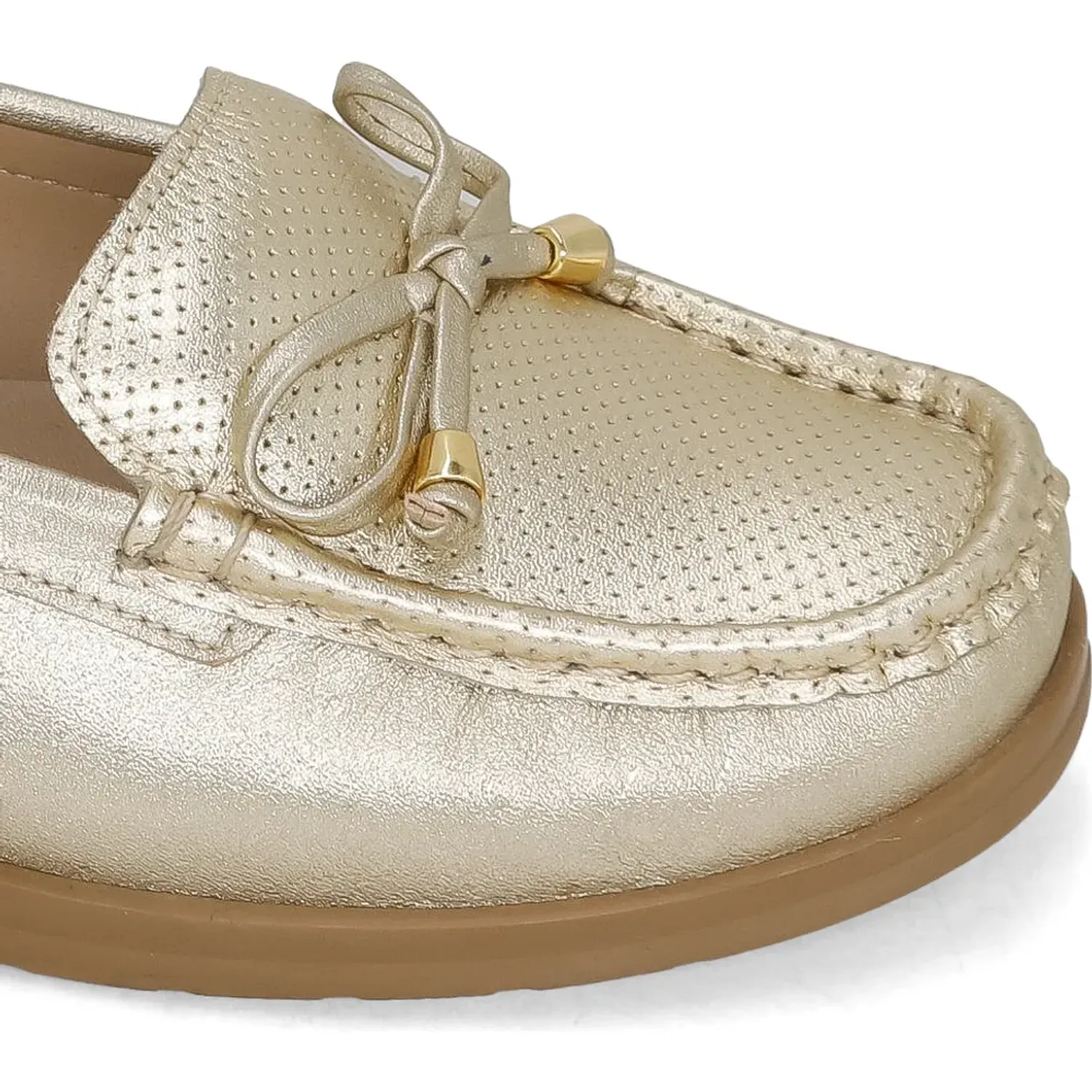 Mocasin Par&Ss Casual De Cuero Mujer 2620-Ka26q1 color dorado | Platanitos