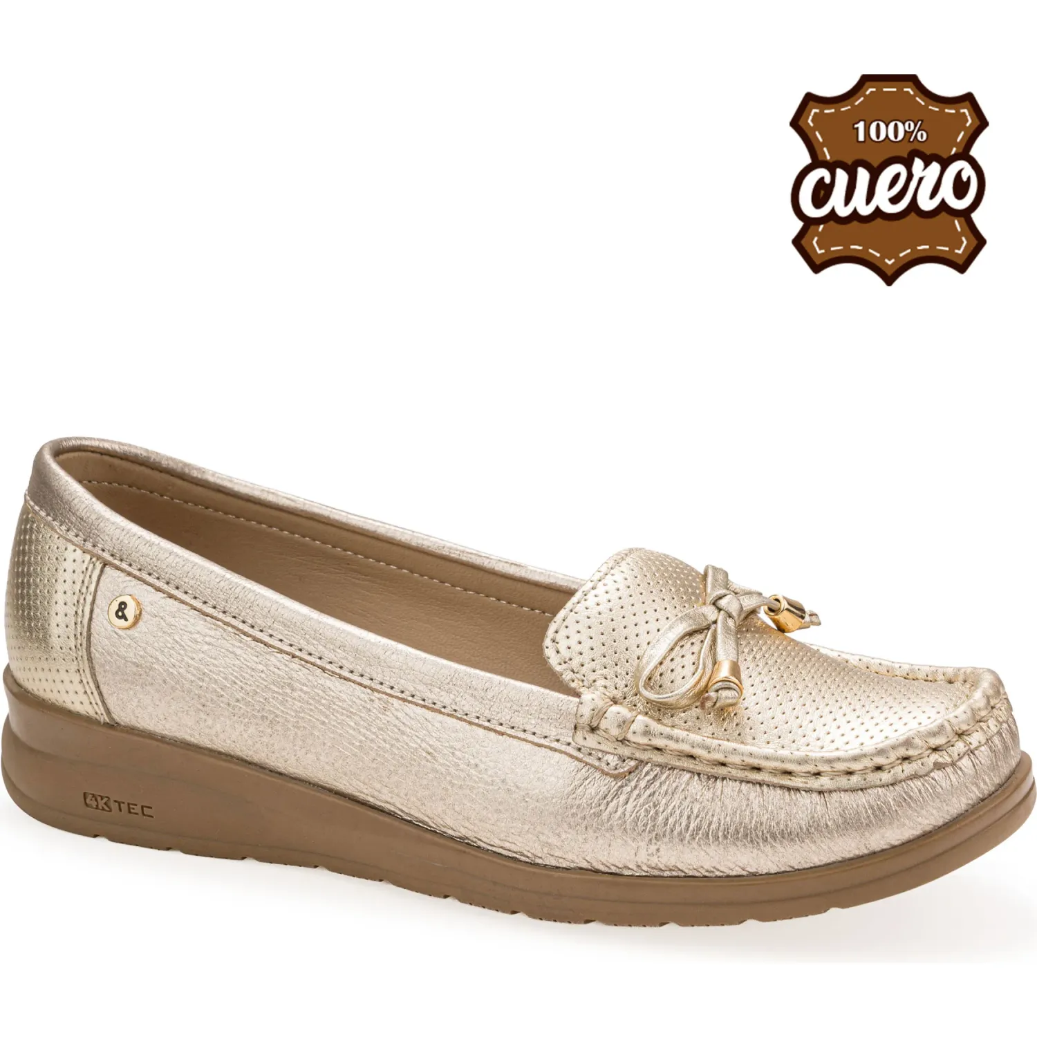 PAR&SS Mocasin Par&Ss Casual De Cuero Mujer 2620-Ka26q1 color dorado | Platanitos