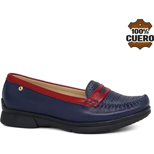 Mocasin Par&Ss Casual De Cuero Mujer Ceza-Ka26q1 color azul | Platanitos