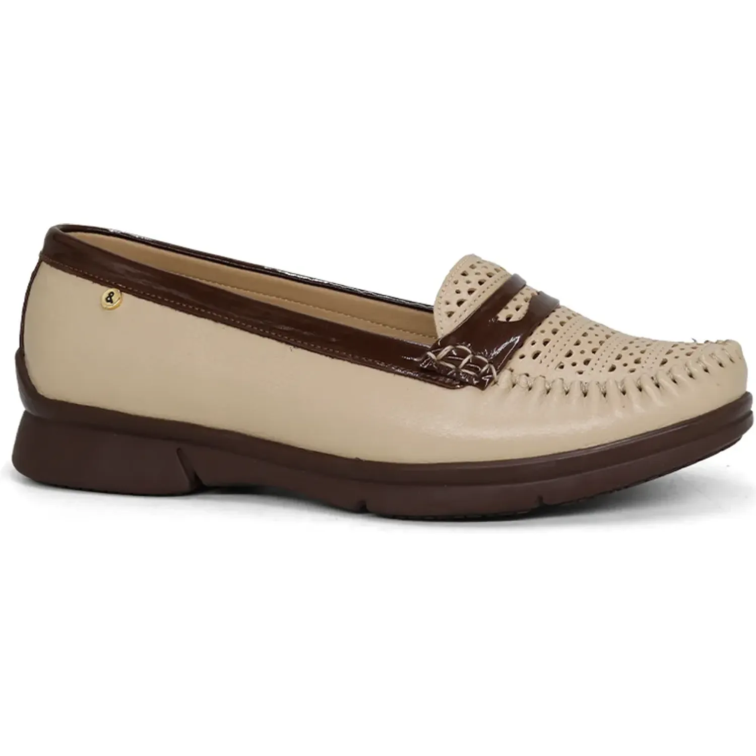 Mocasin Par&Ss Casual De Cuero Mujer Ceza-Ka26q1 color beige | Platanitos
