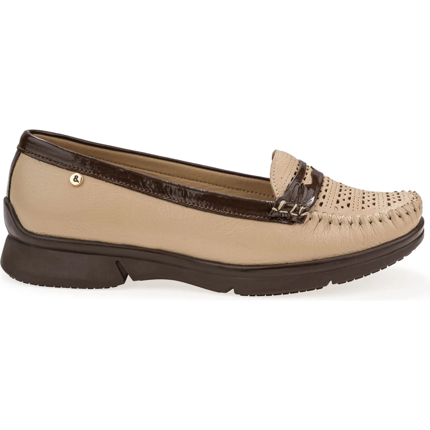 Mocasin Par&Ss Casual De Cuero Mujer Ceza-Ka26q1 color beige | Platanitos