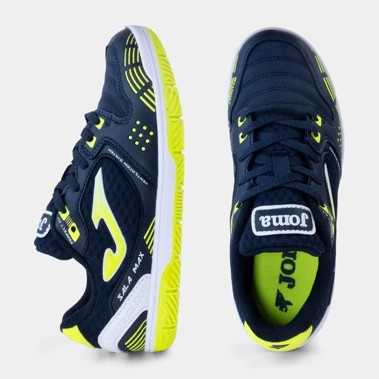 Zapatillas Joma De Futbol Sala Juvenil Unisex Max Jr 2603 In color azul / blanco | Platanitos