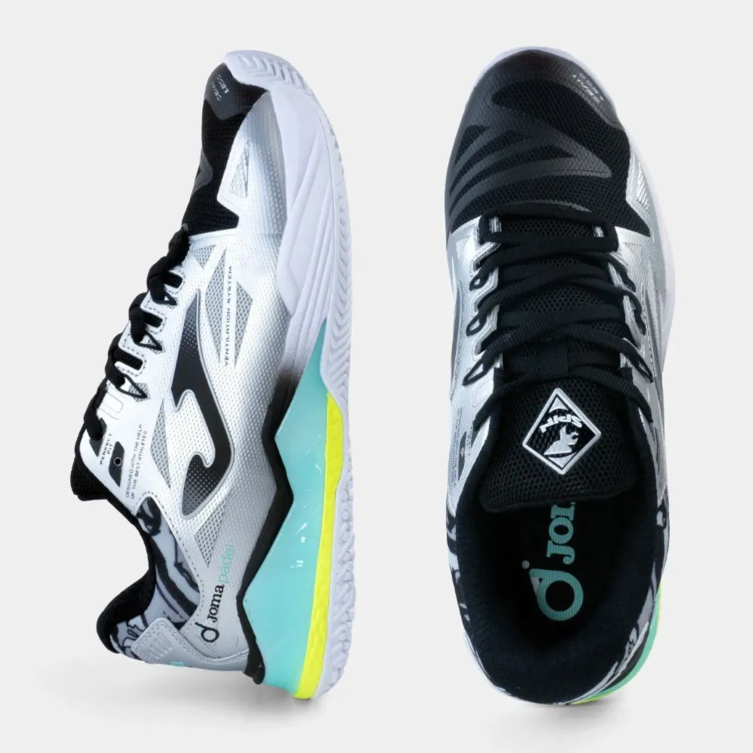 Zapatillas Joma Padel Hombre Spin Men 2612 color gris / verde | Platanitos