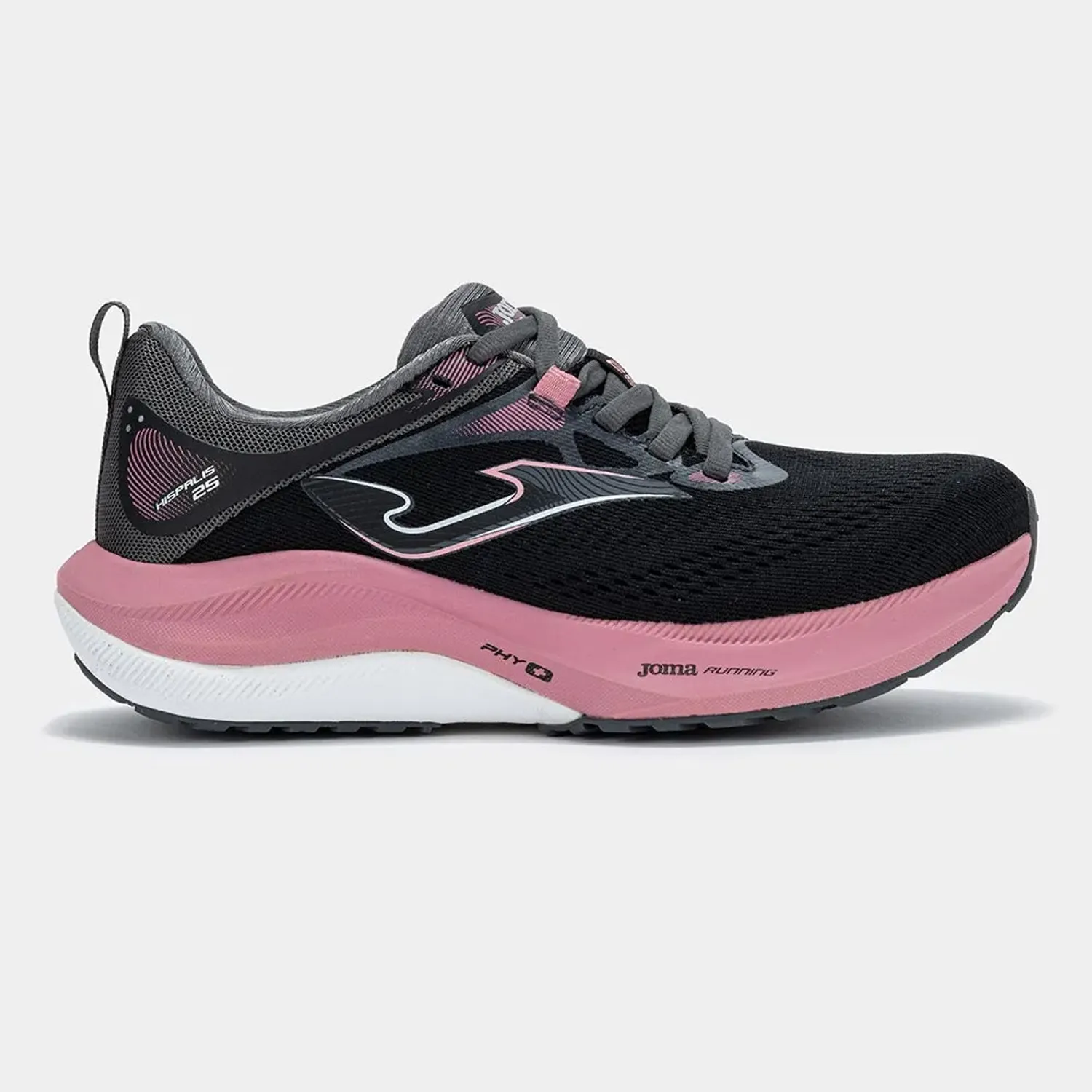 Zapatillas Joma Running Mujer Hispalis Lady 2601 color negro / rosado | Platanitos