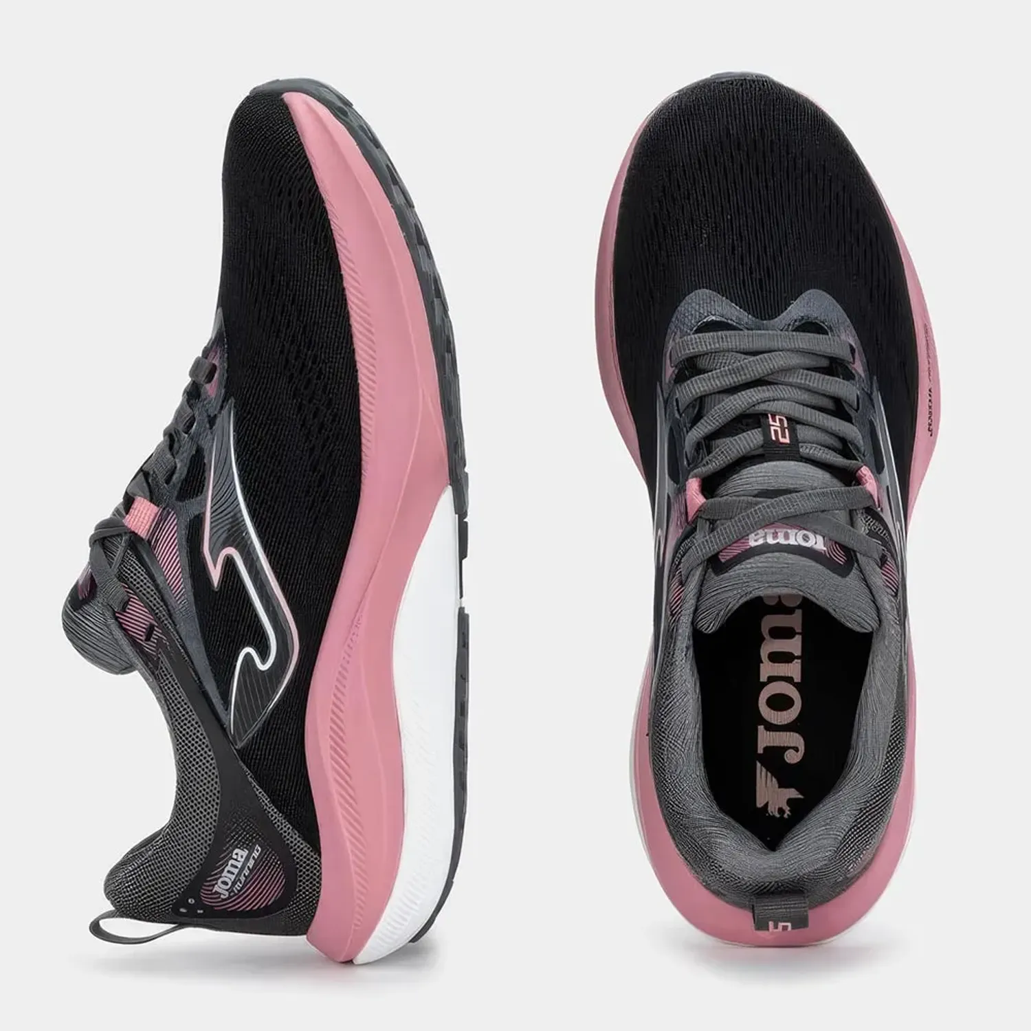 Zapatillas Joma Running Mujer Hispalis Lady 2601 color negro / rosado | Platanitos