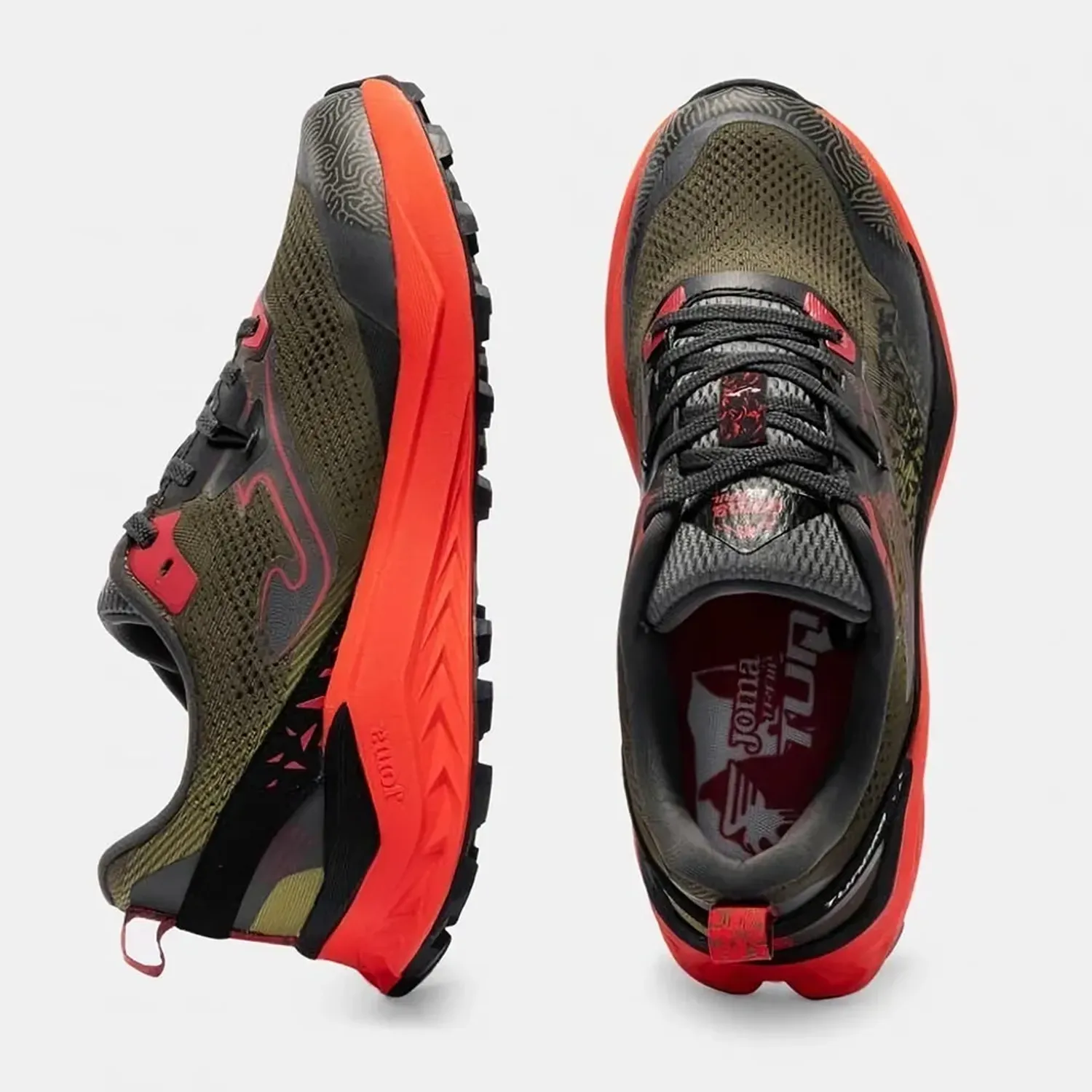 Zapatillas Joma Trail Running Hombre Tundra 2623 color verde / rojo | Platanitos