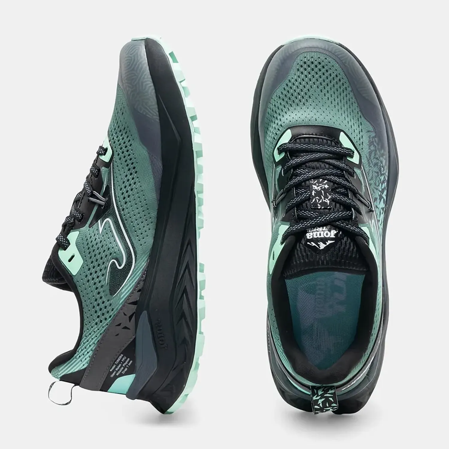 Zapatillas Joma Trail Running Mujer Tundra Lady 2615 color negro / verde | Platanitos