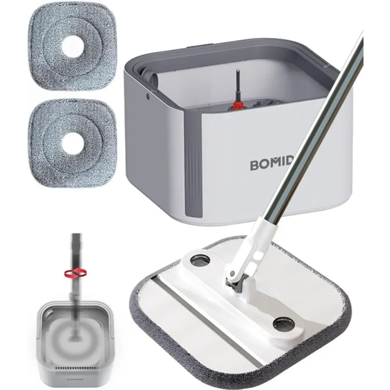 Trapeador Bomidi Giratorio 3 En 1 M20 Limpieza Práctica color blanco | Platanitos