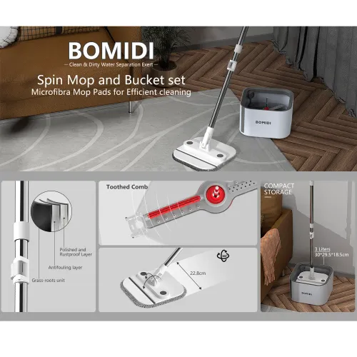 BOMIDI Trapeador Giratorio 3 En 1 M20 Limpieza Práctica