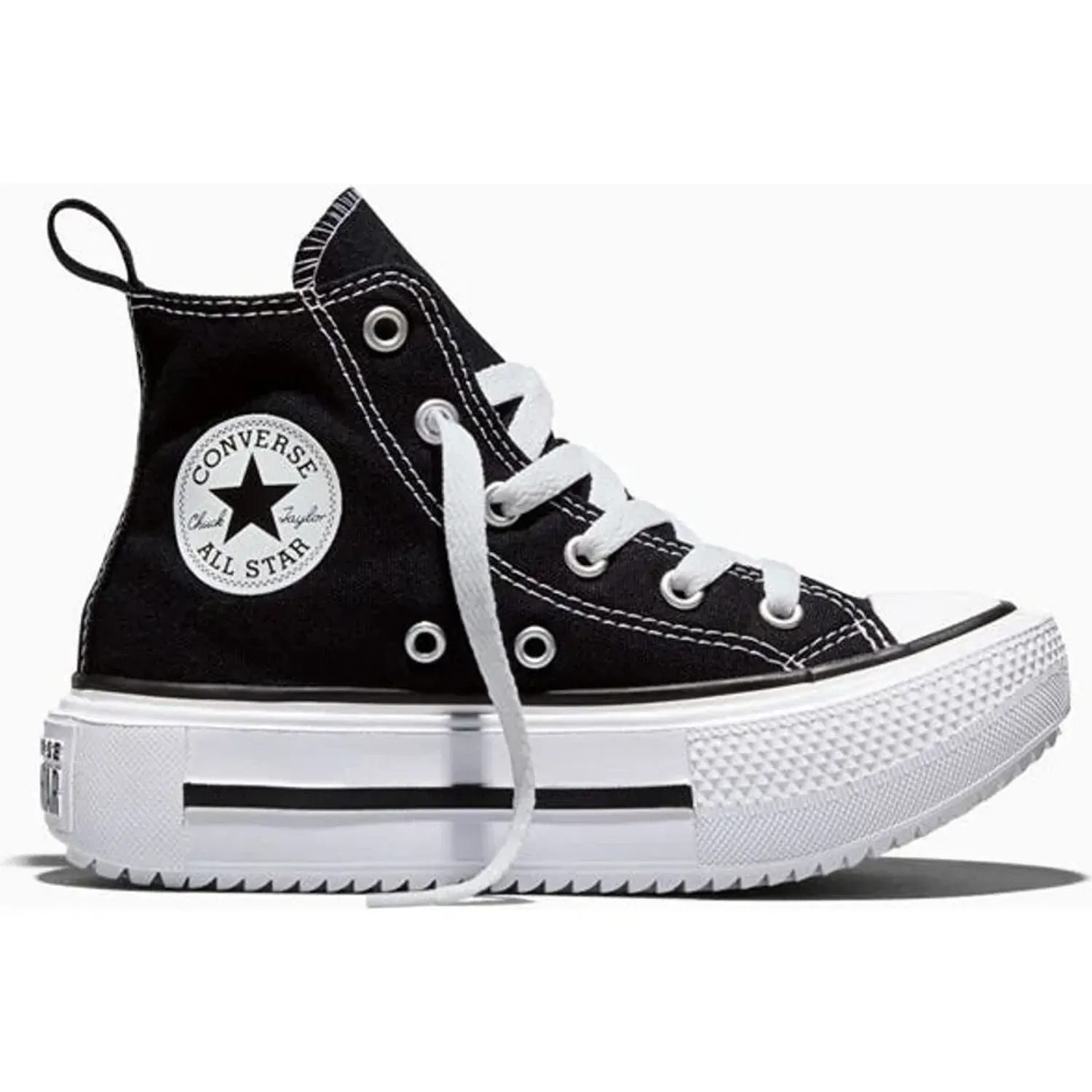 Zapatillas Converse Urbanas Niño Chuck Taylor All Star Double Stack Platform color negro | Platanitos