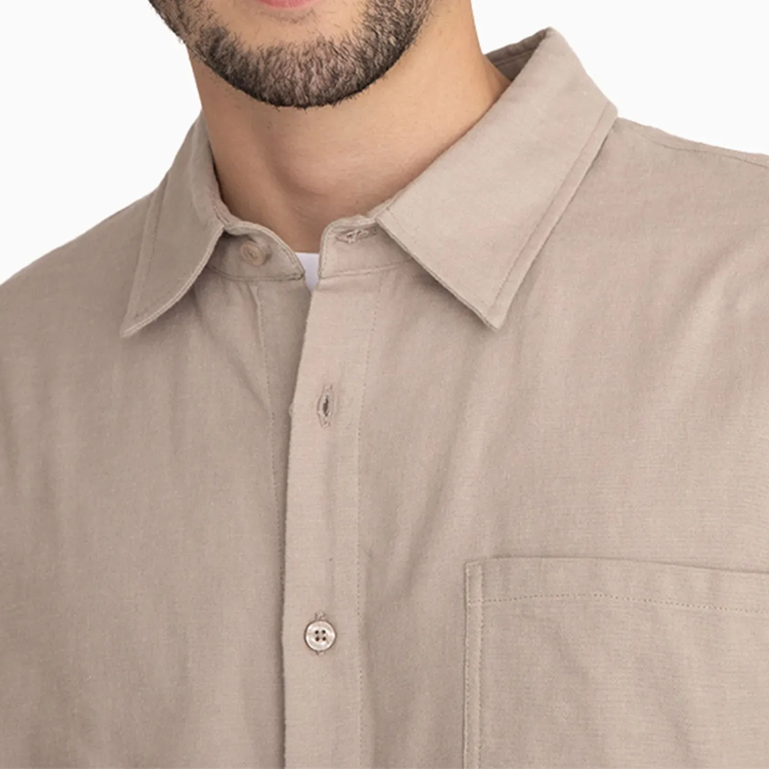 Camisa Converse Manga Larga Hombre Basic Cnvsp26m color beige | Platanitos