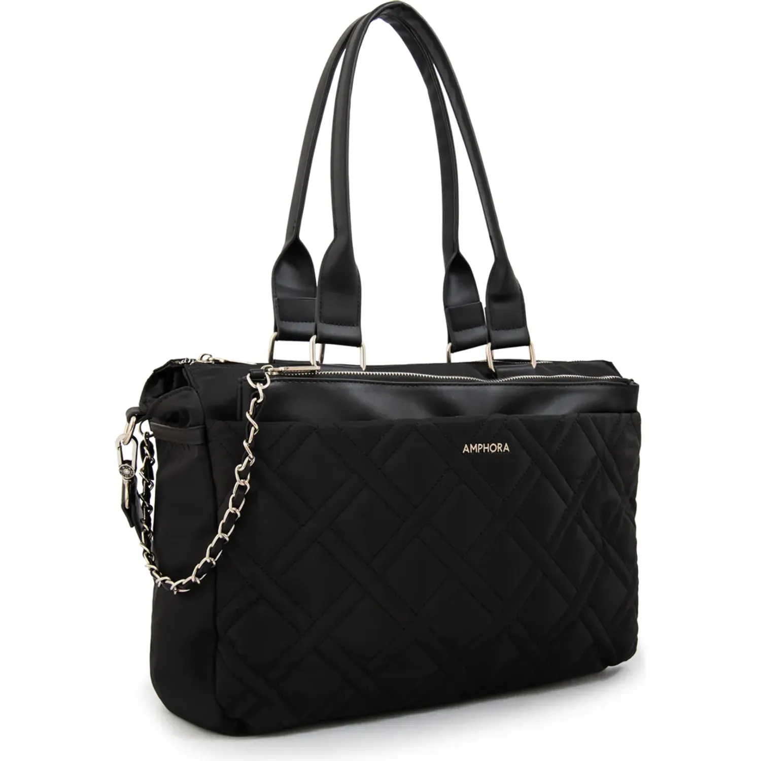 Cartera Amphora Porta Laptop Mujer Gambia color negro | Platanitos