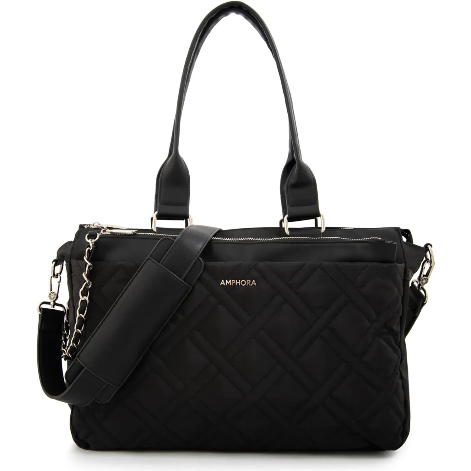 Cartera Amphora Porta Laptop Mujer Gambia color negro | Platanitos