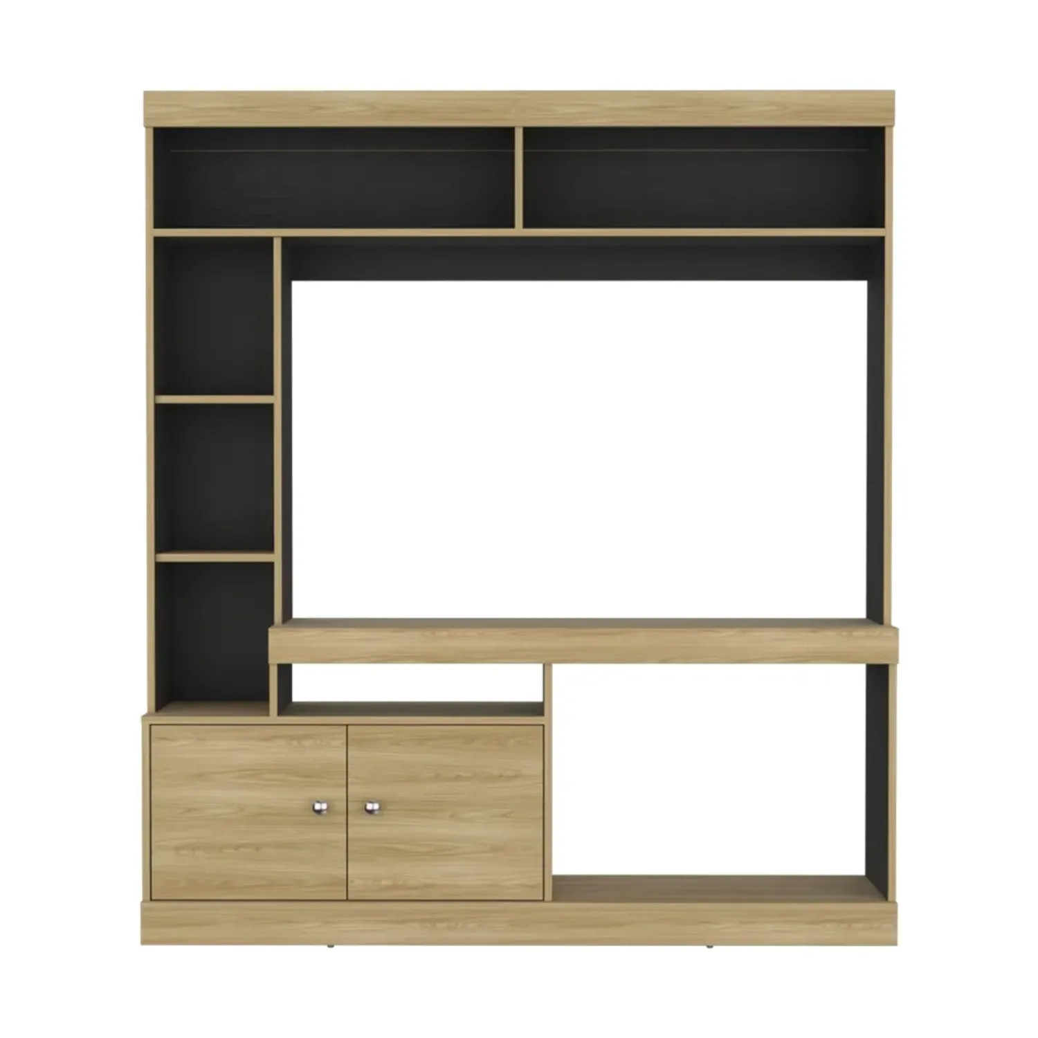 Estante Tuhome Tv65, 2 Puertas Dante color fresno europeo y wengue | Platanitos