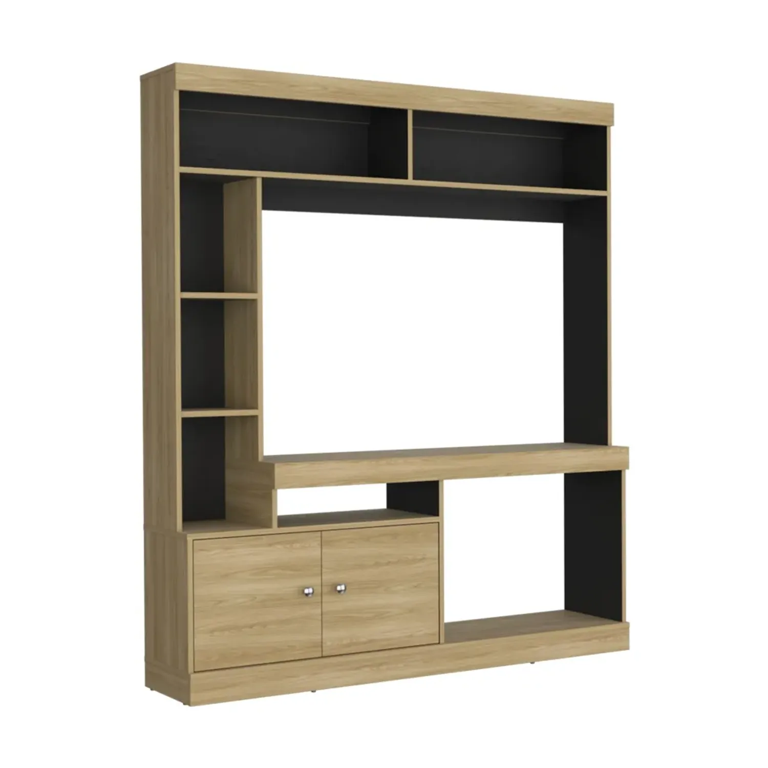 Estante Tuhome Tv65, 2 Puertas Dante color fresno europeo y wengue | Platanitos
