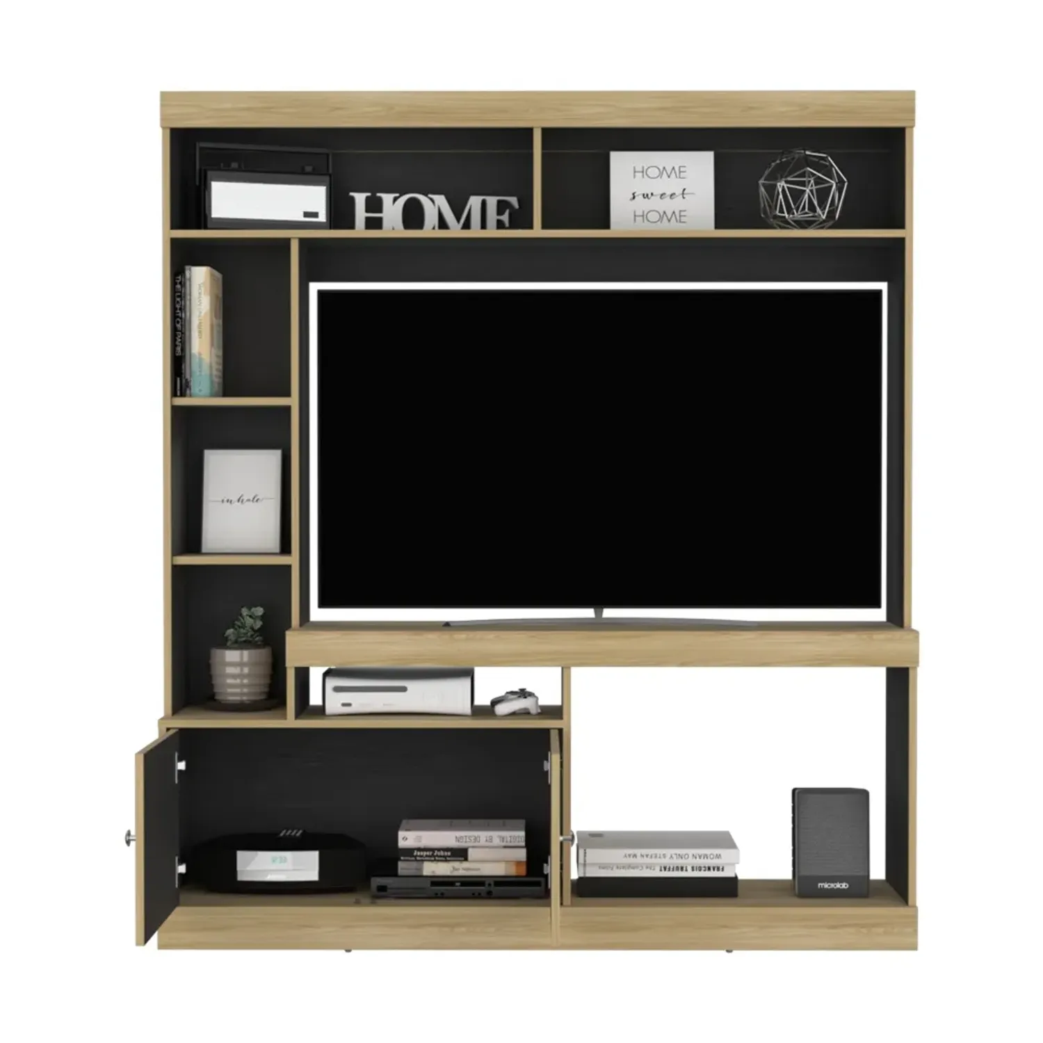 Estante Tuhome Tv65, 2 Puertas Dante color fresno europeo y wengue | Platanitos