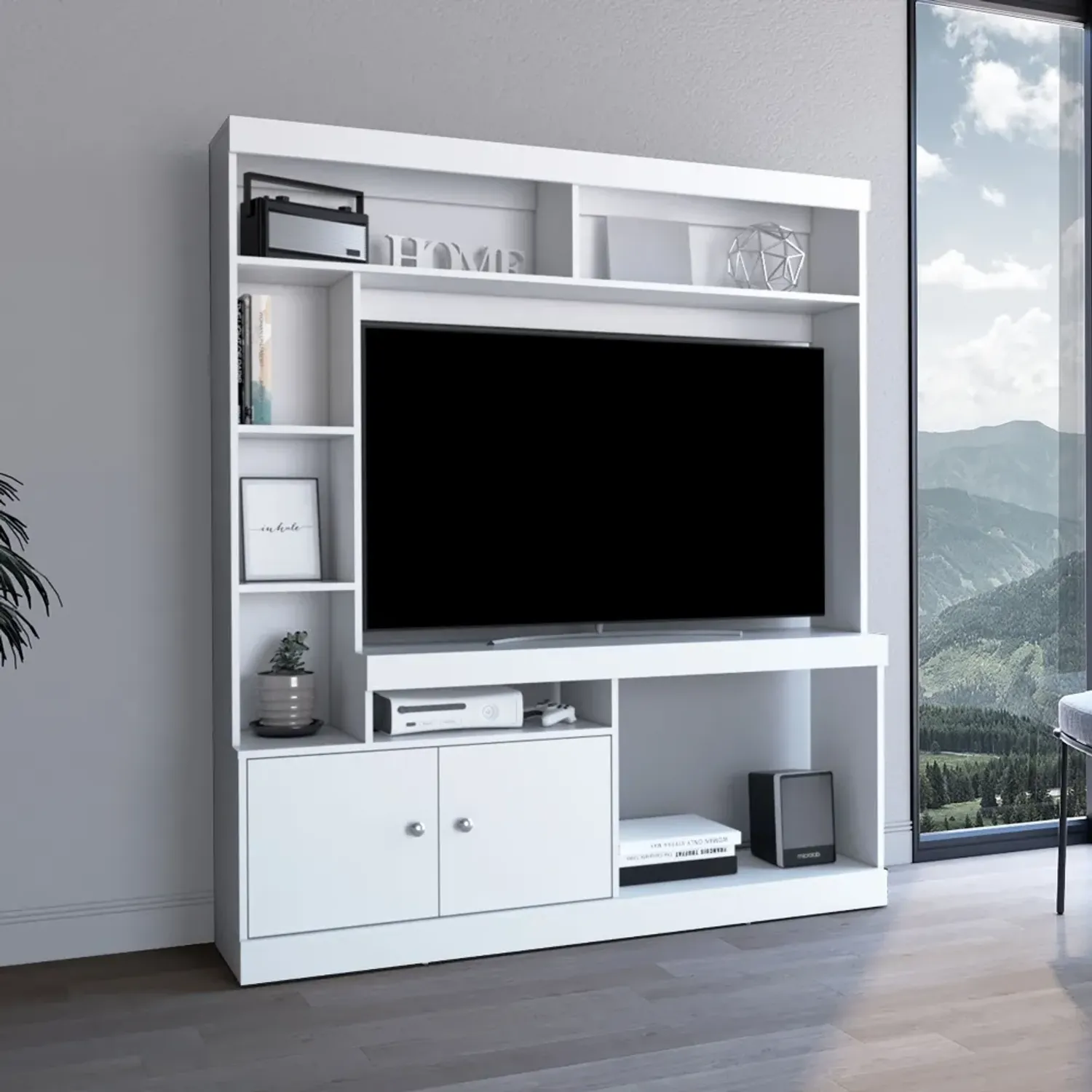 Estante Tuhome Tv65, 2 Puertas Dante color blanco | Platanitos