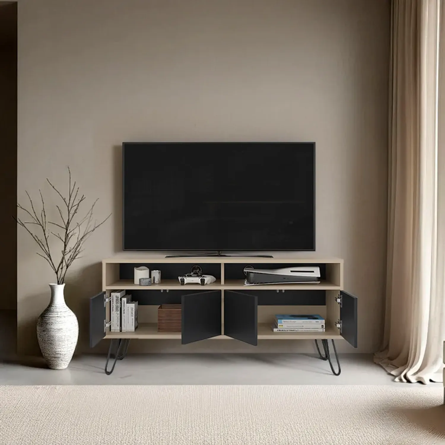 Rack Tuhome Tv55,  4 Puertas Vassel color cartagena y wengue | Platanitos