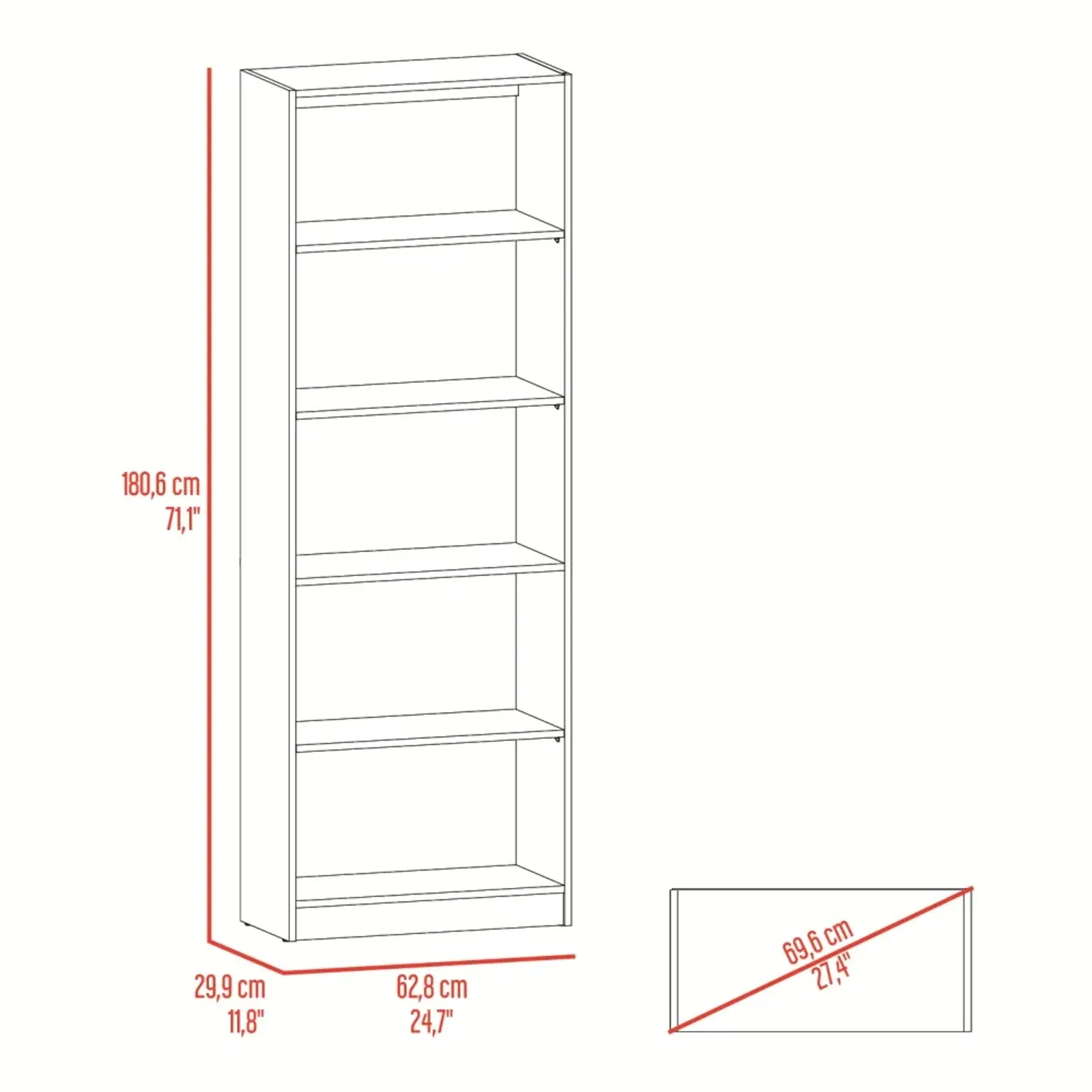 Estante Tuhome Home-E M3 5 Niveles color milan y blanco | Platanitos