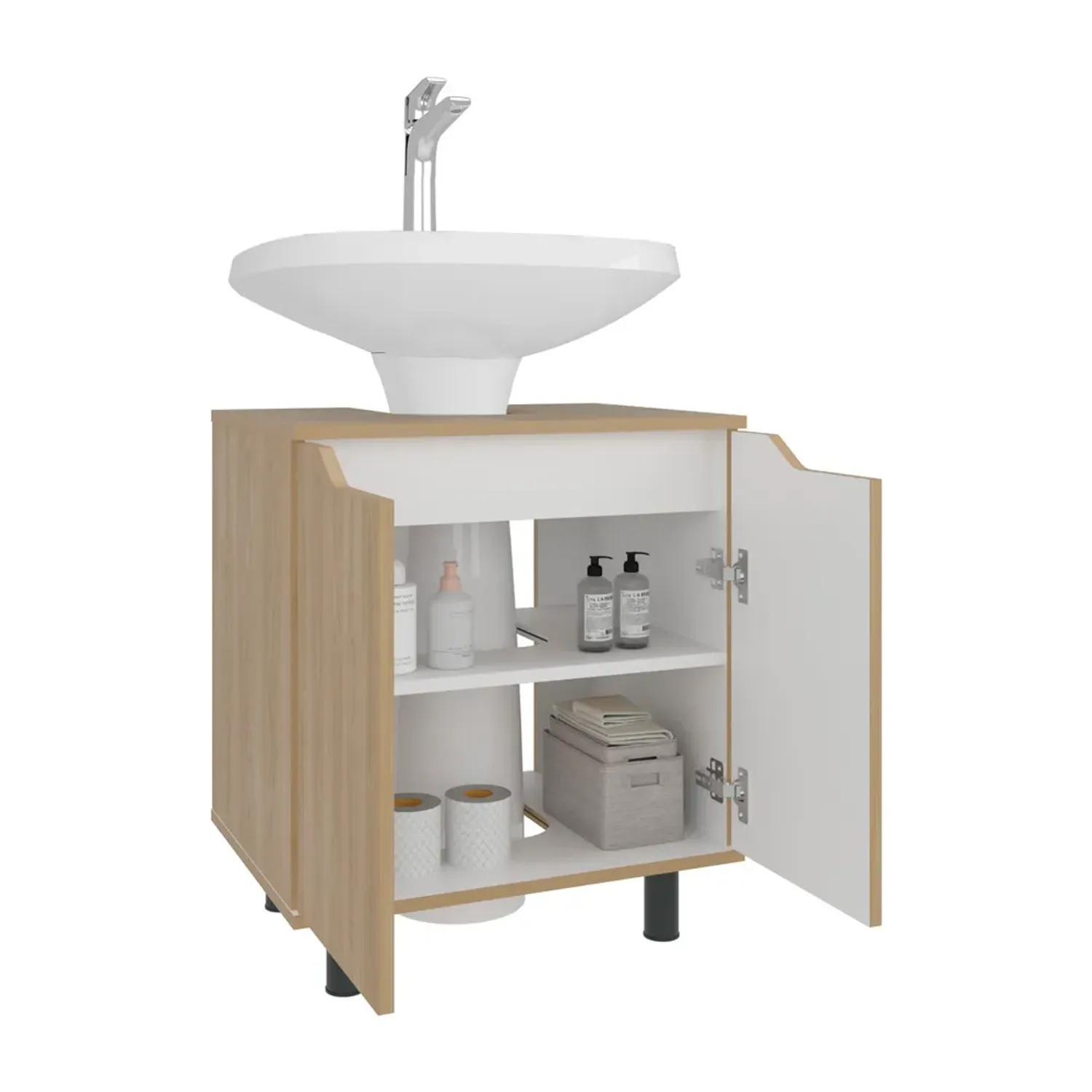Mueble Tuhome Para Lavamanos 2 Puertas Marlo color fresno y blanco | Platanitos