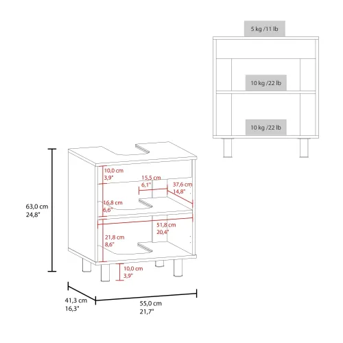 TUHOME Mueble Para Lavamanos 2 Puertas Marlo