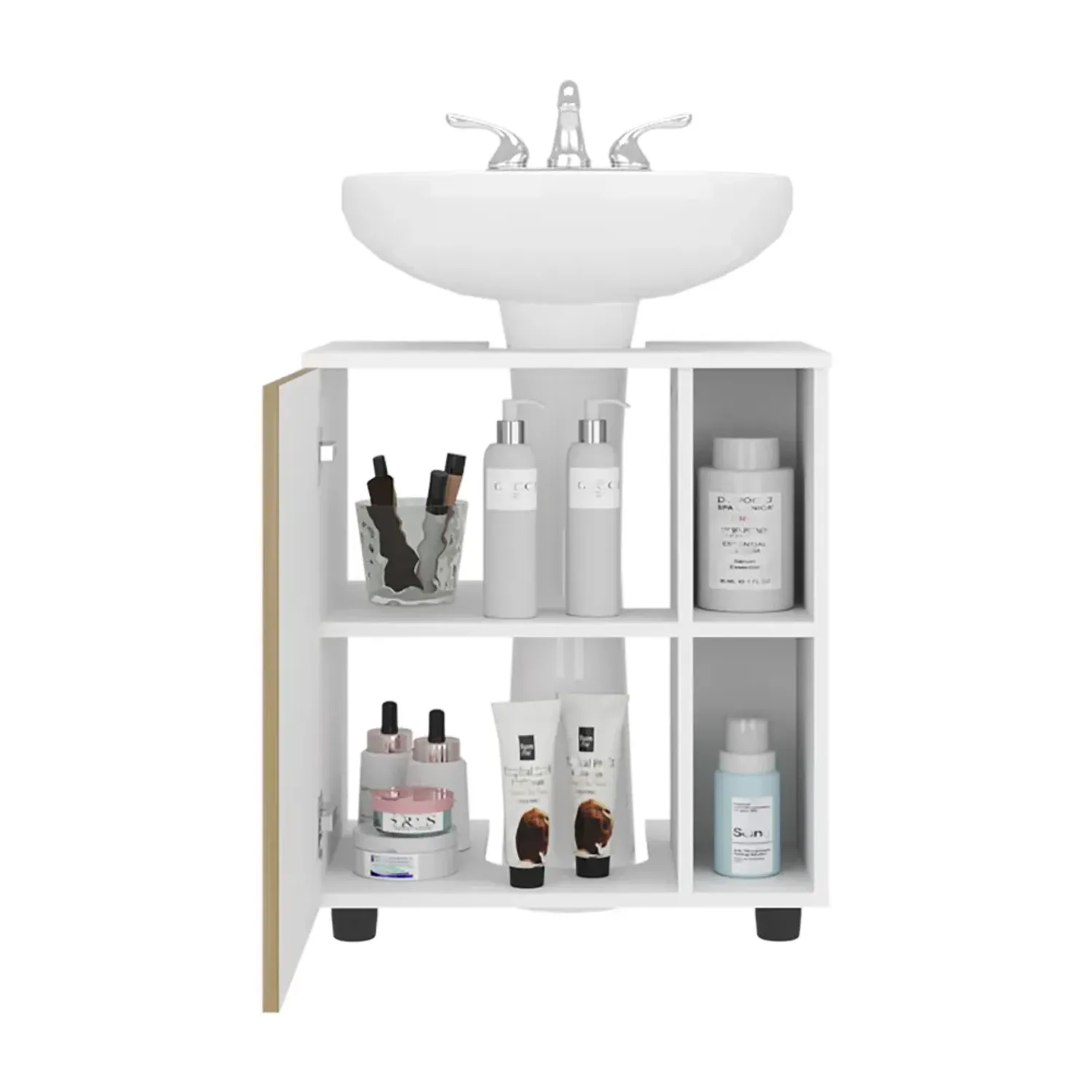 Mueble Tuhome Para Lavamanos 1 Puerta Pascuale color blanco y fresno | Platanitos