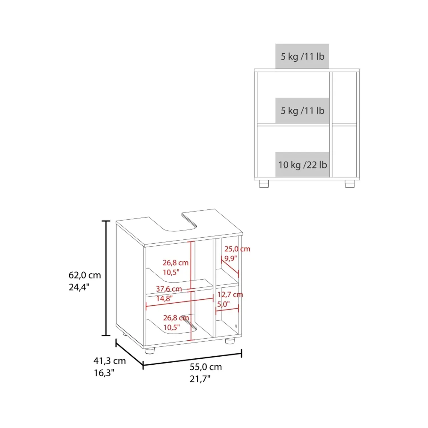 Mueble Tuhome Para Lavamanos 1 Puerta Pascuale color blanco y fresno | Platanitos