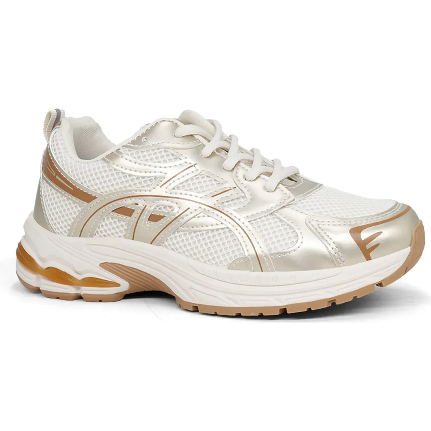Zapatillas Ariana Running Mujer 1191-26q2 color beige/oro | Platanitos