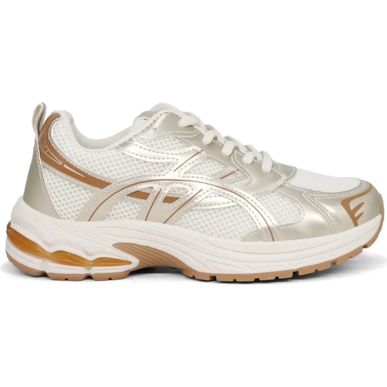 Zapatillas Ariana Running Mujer 1191-26q2 color beige/oro | Platanitos
