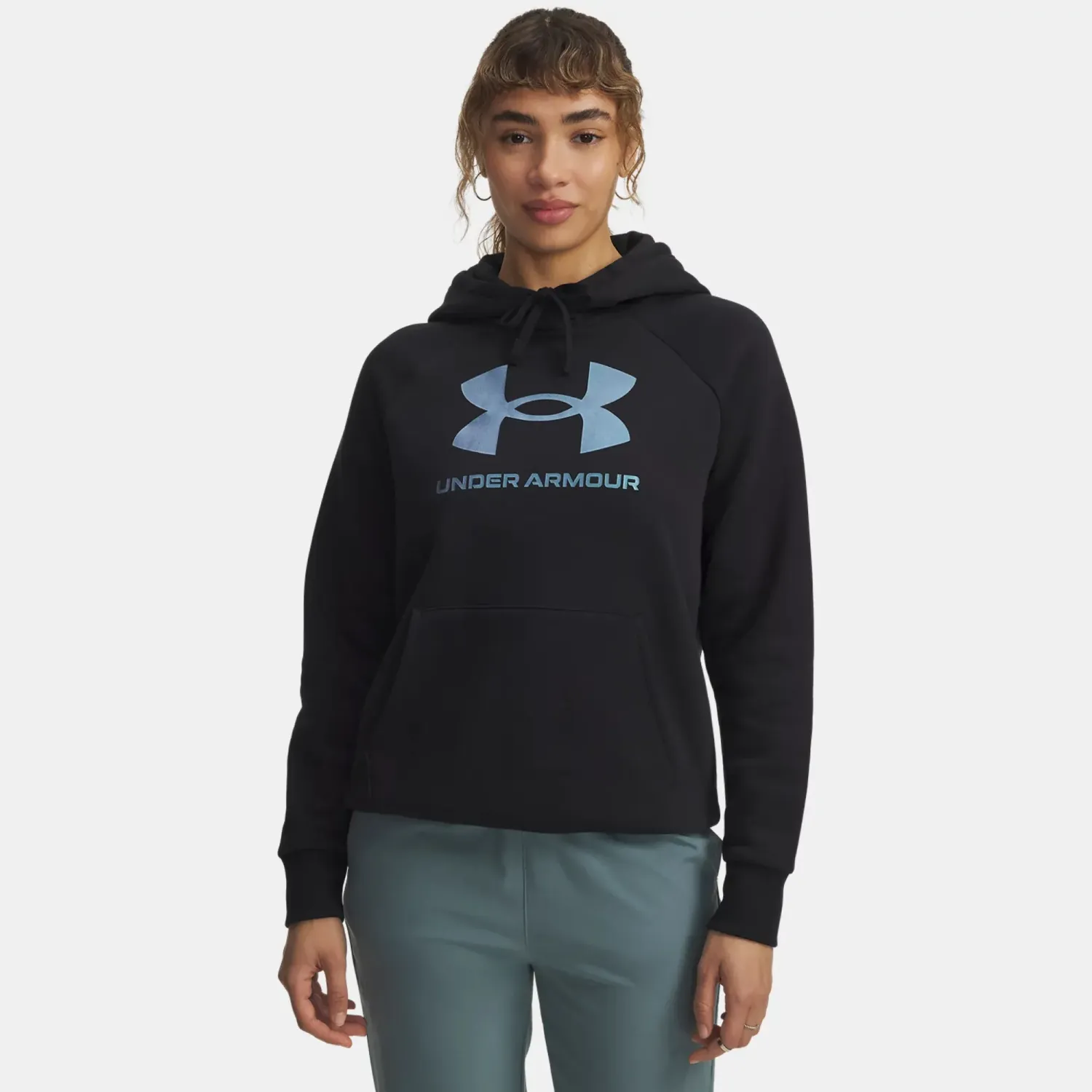 Polera Under Armour Training Mujer Rival Flc Shimmer color negro | Platanitos