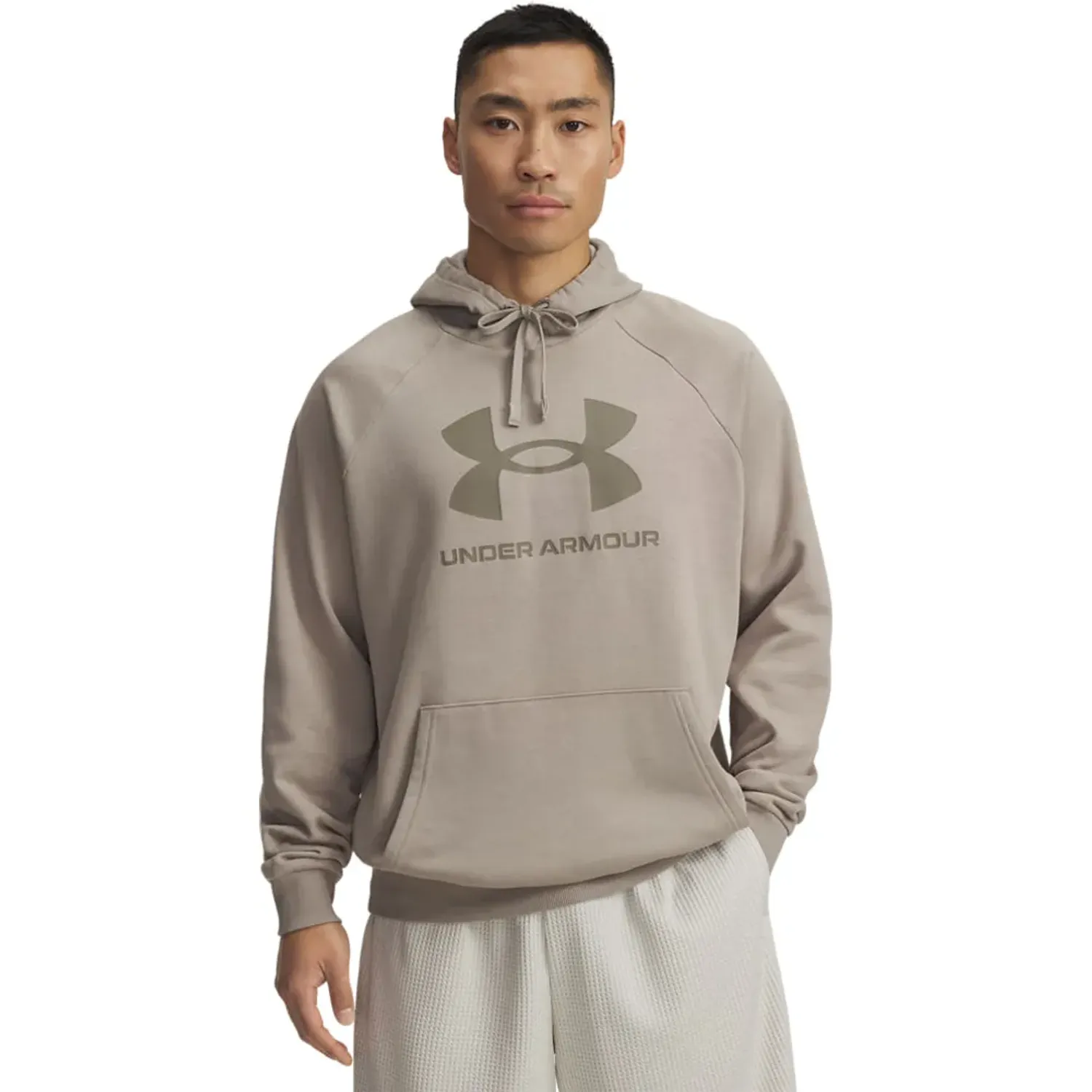 Polera Under Armour Training Hombre Rival Fleece Logo color beige | Platanitos