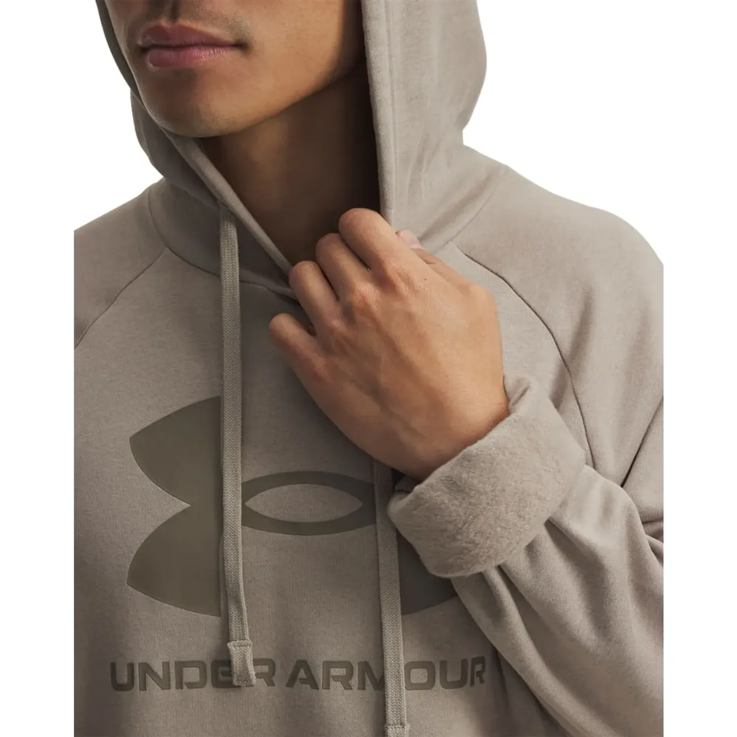 Polera Under Armour Training Hombre Rival Fleece Logo color beige | Platanitos