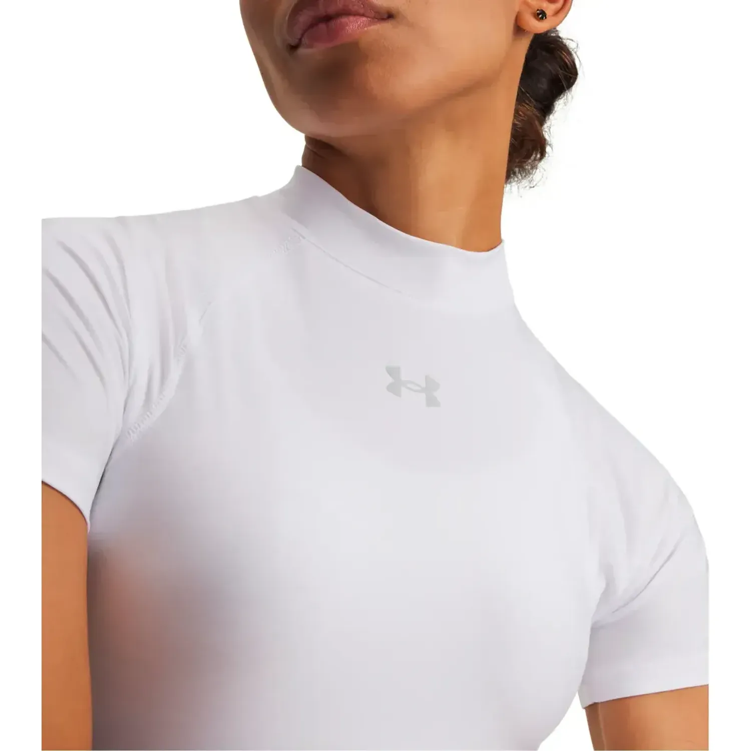 Polo Under Armour Training Mujer Heatgear Crop Top Mock color blanco | Platanitos
