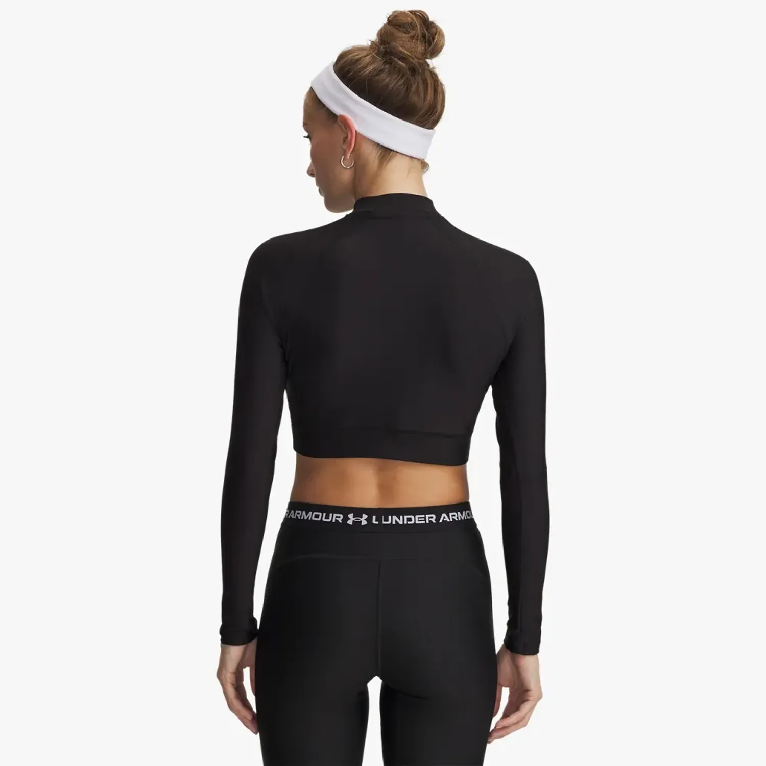 Polo Under Armour Training Mujer Heatgear Crop Mock Ls color negro | Platanitos