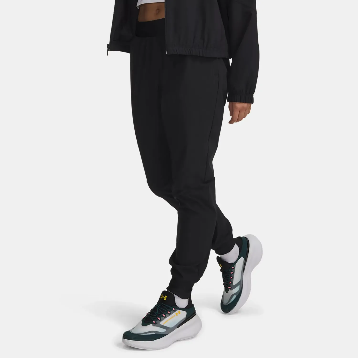 Pantalon Under Armour Deportivo Mujer  Rival Hi Rise Woven Pant color negro | Platanitos