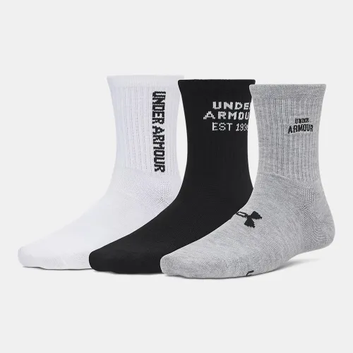 Medias Under Armour Deportivas Mujer Essential Mid Crew - 3 Pares color gris | Platanitos