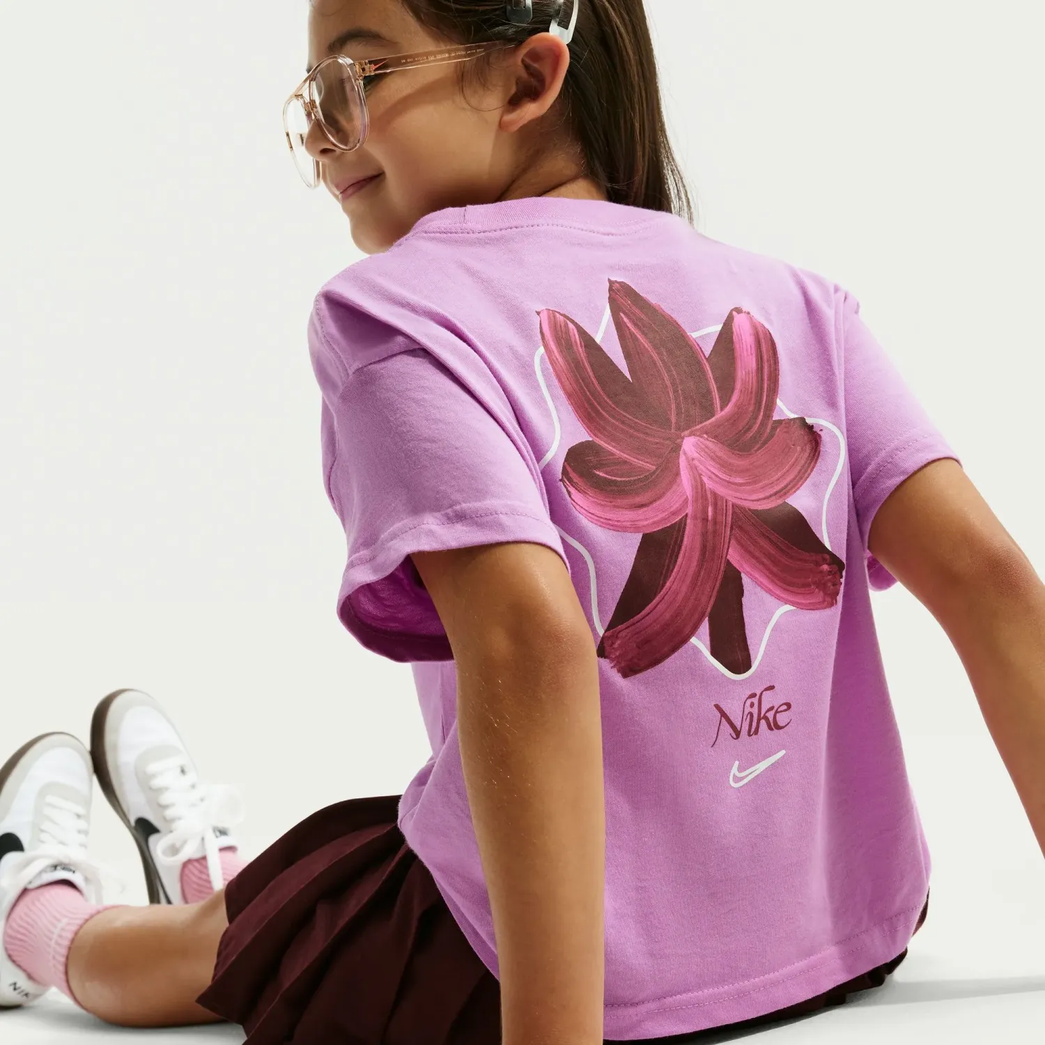 Camiseta Nike Deportivo Juvenil G Nsw Tee Oc Boxy Flower color magenta | Platanitos