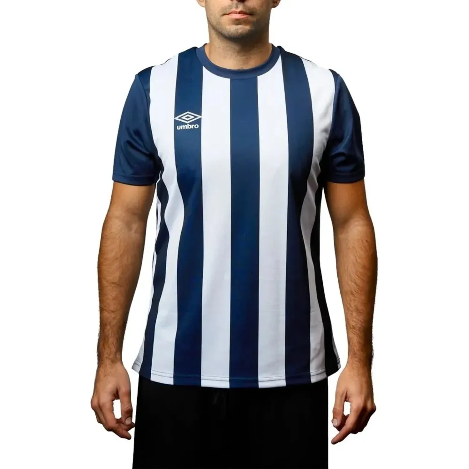 Camiseta Umbro Futbol Hombre Kstwj01 Striped Jersey Ss - Adult color azul / blanco | Platanitos