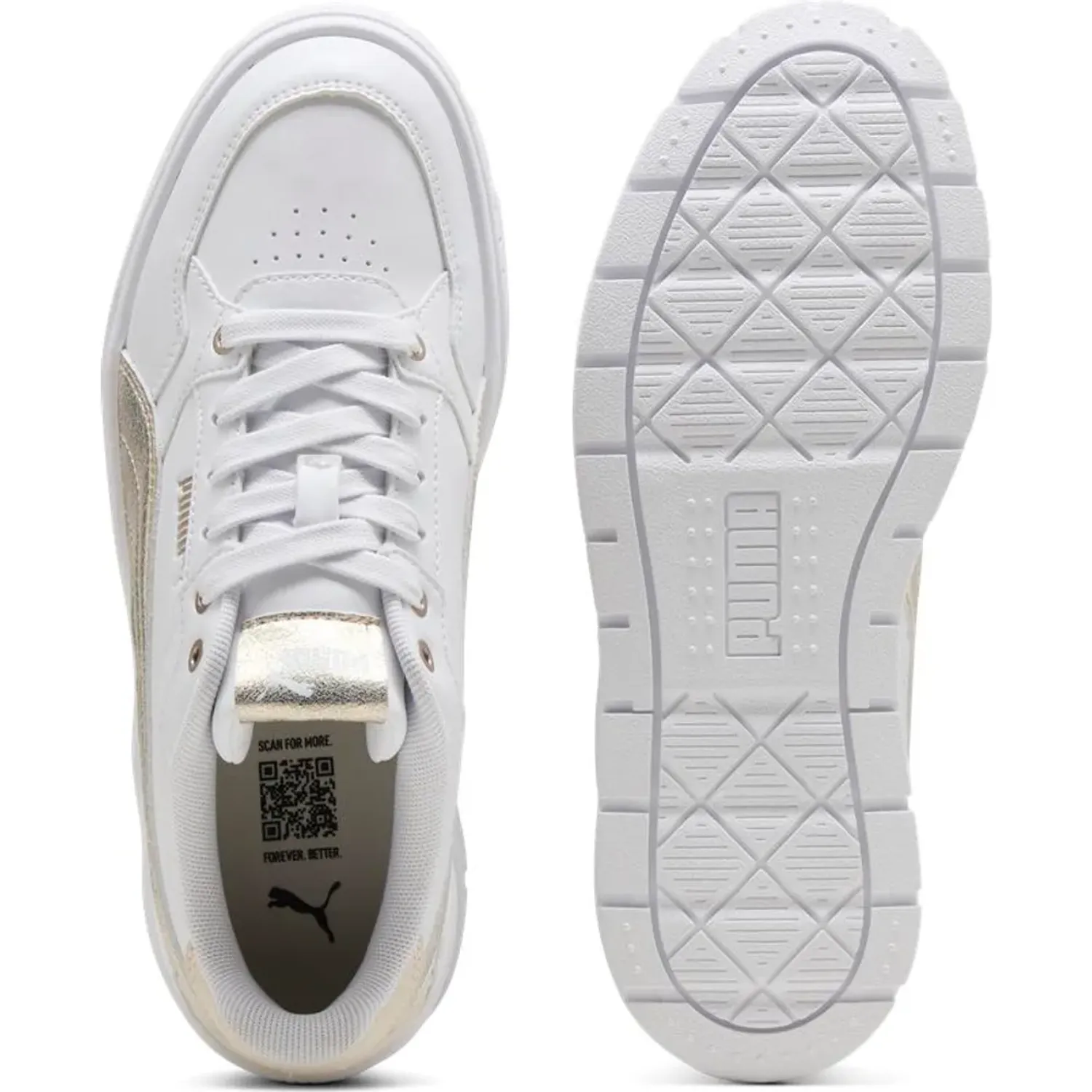 Zapatillas Puma Urbanas Mujer Karmen Ii Idol Metallic Whisper color blanco | Platanitos