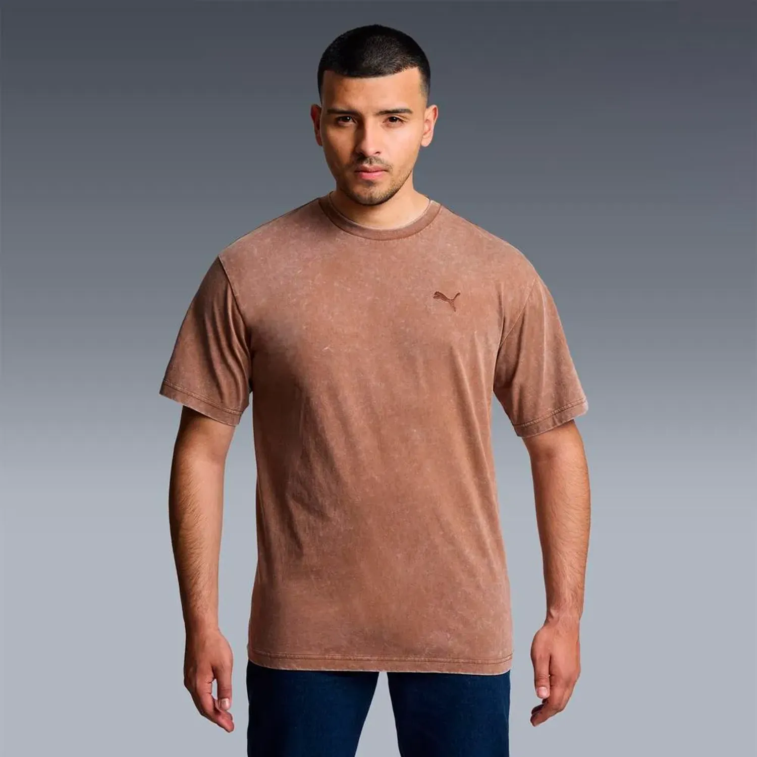Polo Puma Deportivo Hombre Ess Elevated Relaxed Wash Tee color marrón | Platanitos