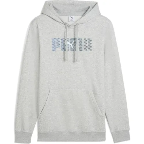 Polera Puma Deportivo Hombre Ess Logo Lab Hoodie Fl color gris | Platanitos