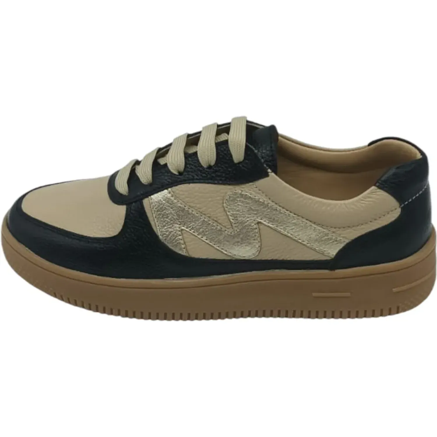 KAMINATA Zapatilla Kaminata Casual Mujer Rita color negro / dorado | Platanitos