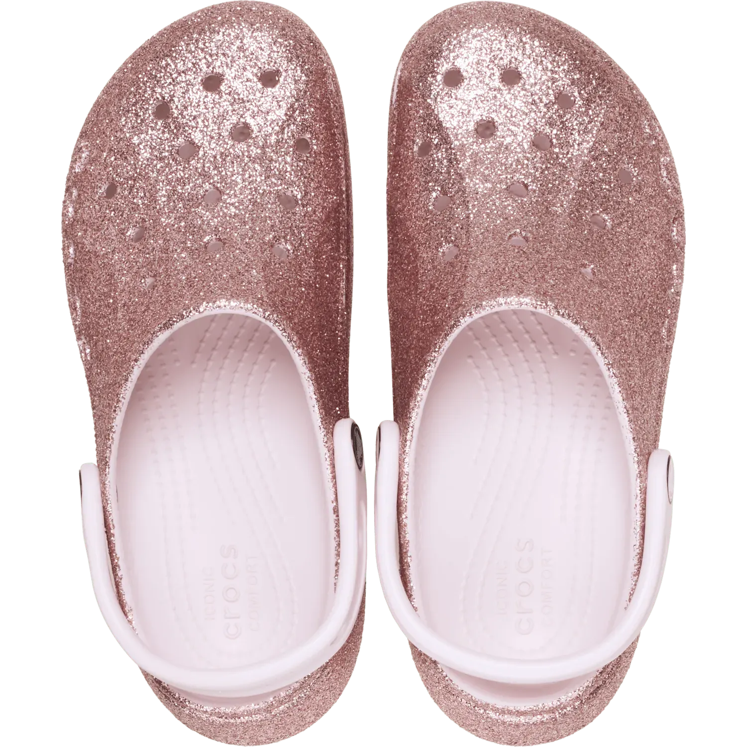 Zuecos Crocs Mujer Baya Platform Glitter Clog color rosado | Platanitos