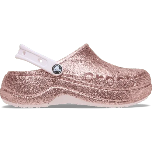 Niña Niño CROCS Rosado Zuecos Mujer Baya Platform Glitter Clog