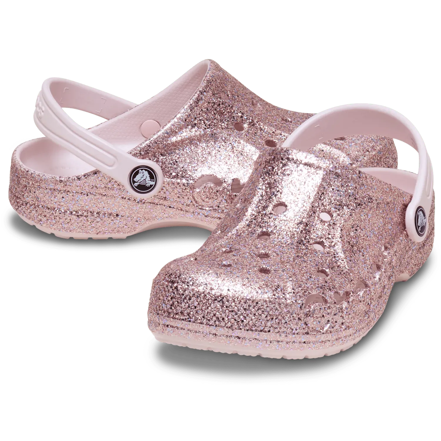 Zuecos Crocs Niña Baya Mixed Glitter Clog color rosado | Platanitos