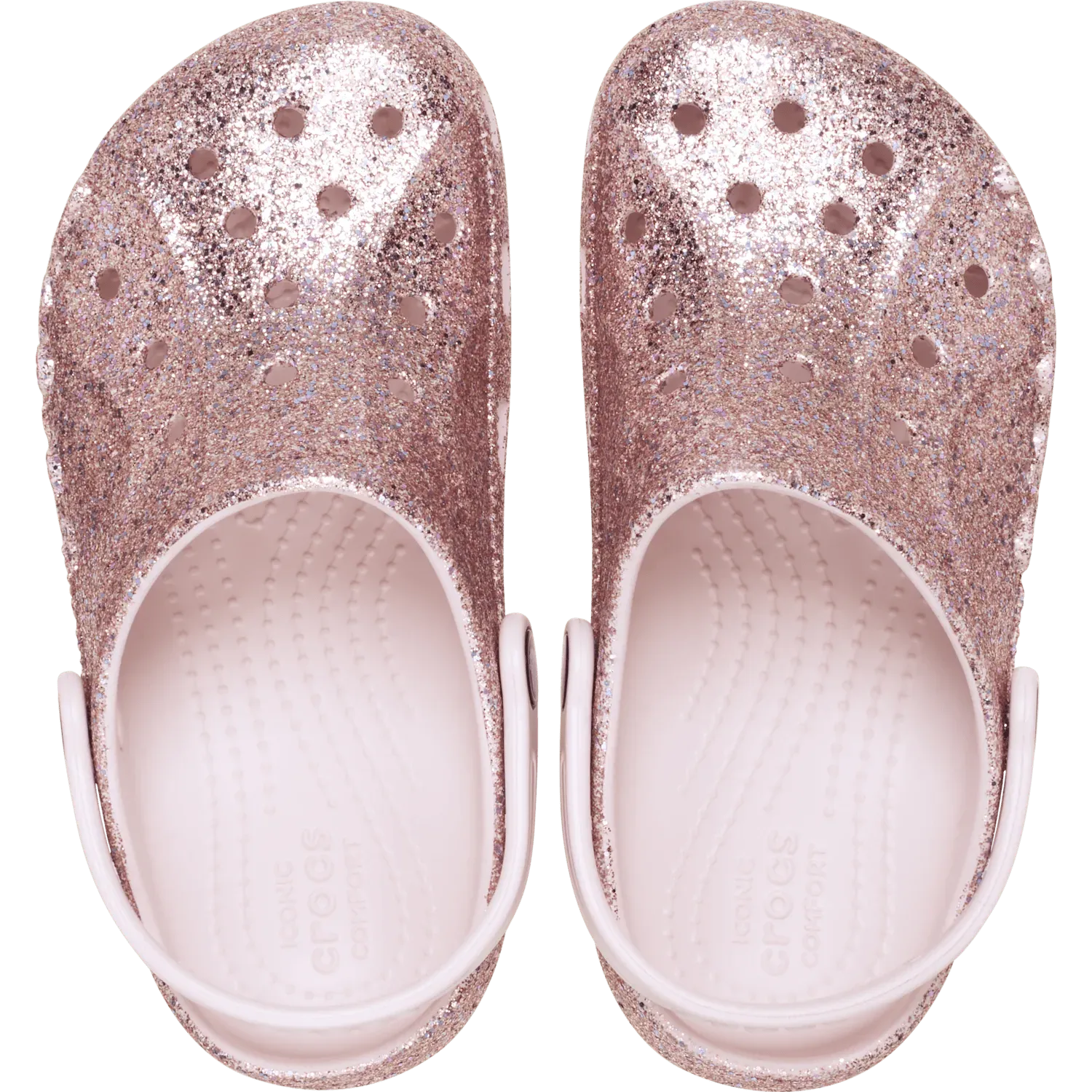 Zuecos Crocs Niña Baya Mixed Glitter Clog color rosado | Platanitos