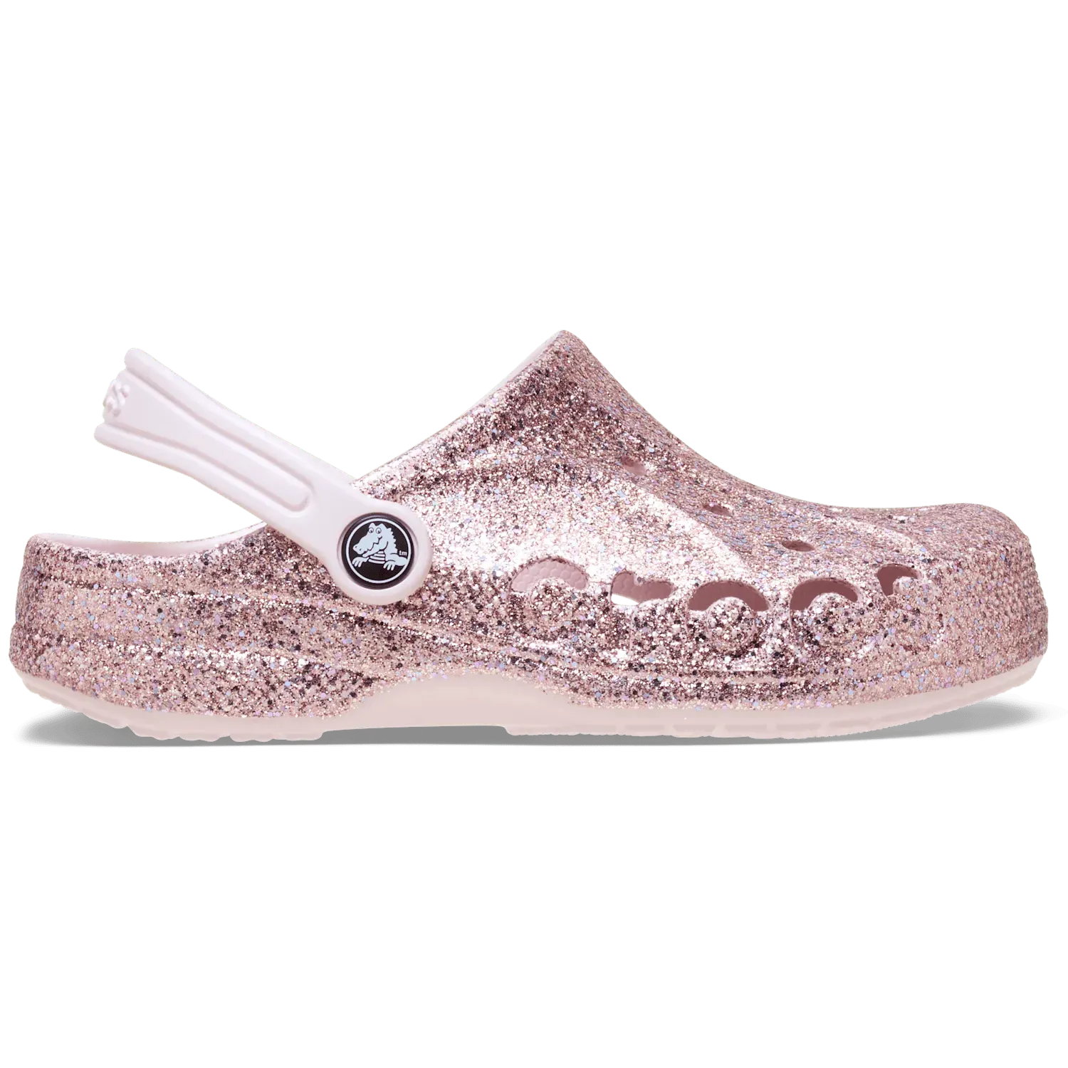 Zuecos Crocs Niña Baya Mixed Glitter Clog color rosado | Platanitos
