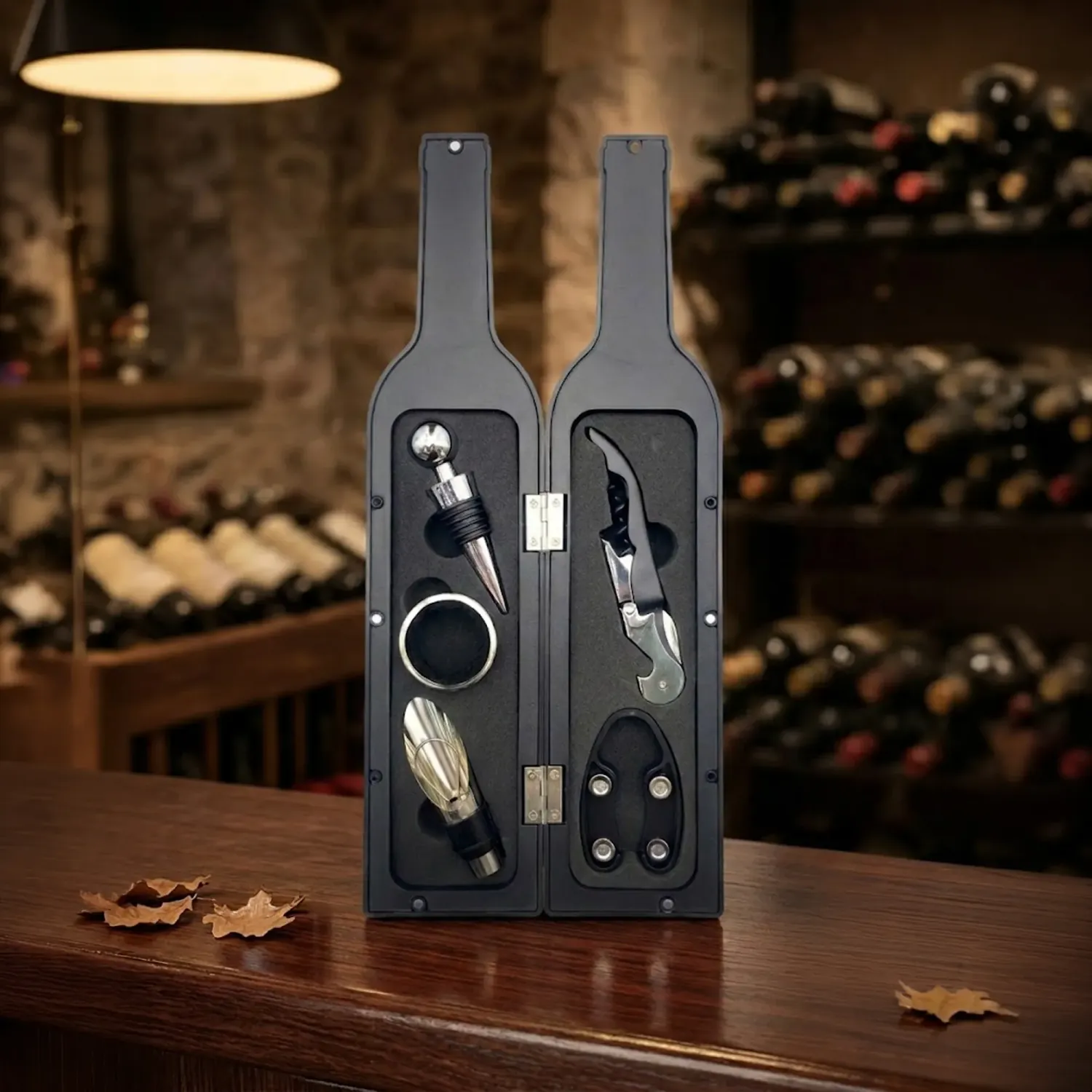 Set Ichimatsu De Abridor De Vino Por 5 Piezas Diseño Botella color negro | Platanitos