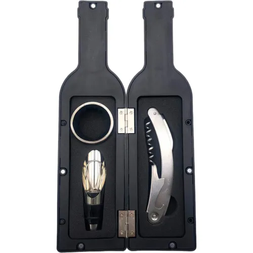 Set Ichimatsu De Abridor De Vino Por 3 Piezas Diseño Botella color negro | Platanitos